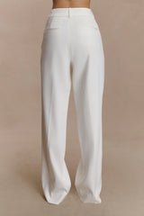 Fatima Satin Straight Leg Pant White