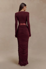 Louanne Slinky Long Sleeve Maxi Dress Burgundy
