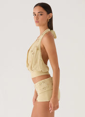 Vivienne Halter Top Pale Olive