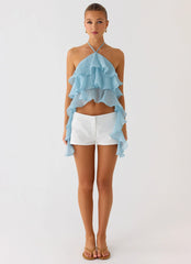 Inna Frill Halter Top Aqua
