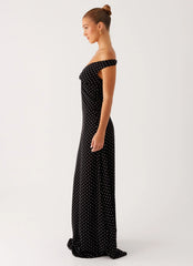 Melany Maxi Dress Black Polka Dot