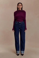 Kirralee Straight Leg Cuffed Jeans Indigo Blue