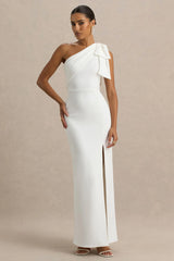 Kiri White One Shoulder Bow Maxi Dress