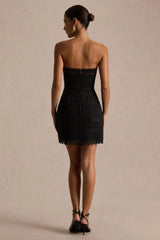 Kerry Black Lace Bandeau Mini Dress With Bow Detail