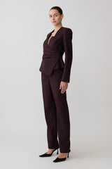 Agatha Straight Leg Suiting Pants Plum Pinstripe
