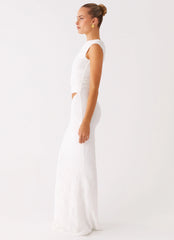 Galantis One Shoulder Maxi Dress White