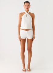 Maddox Scarf Top White