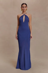 Nerea Slip Halter Maxi Dress Purple Ink