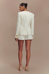 Asia Mixed Button Blazer Ivory