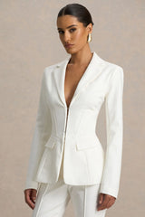 Unbeaten White Fitted Corset Blazer Jacket