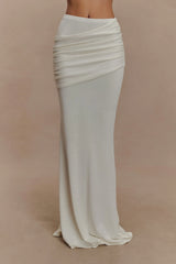 Irene Gathered Knit Maxi Skirt Ivory
