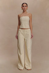 Ebony Embroidered Denim Corset Cream