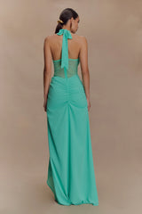 Jonna Chiffon And Mesh Maxi Dress Lagoon