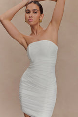 Jianna Strapless Mesh Mini Dress White
