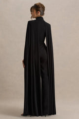 Dulcet Black High Neck Jumpsuit With Cape Sleeves