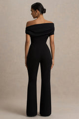 Alexandra Black Asymmetric Neck Draped Jumpsuit