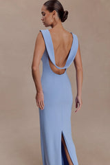 Galilea Crepe Draped Maxi Dress Cornflower Blue