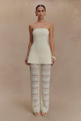 Trena Crochet Knit Pants Ivory