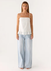 Lucie Mae Linen Top White