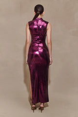 Veronica Sequin Midi Dress Plum