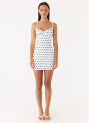 Last Light Mini Dress Porcelain Blue Polka Dot
