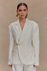 Jameson Cinched Linen Blazer Oat Marle