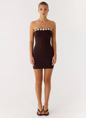 Leroy Button Mini Dress Chocolate