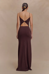 Reama Wrap Over Knit Maxi Dress Chocolate
