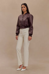 Codi Faux Leather Bomber Jacket Merlot