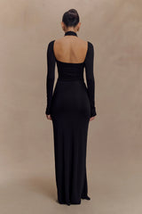 Lyndon Long Sleeve Slinky Maxi Dress Black