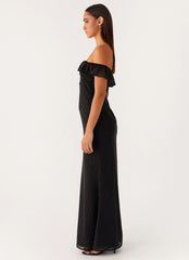 Scarlet Cherry Maxi Dress Black Polka Dot