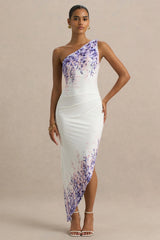 Sybil Wisteria Floral Print Asymmetric Midi Dress