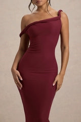 Salome Berry Twisted Asymmetric Midi Dress