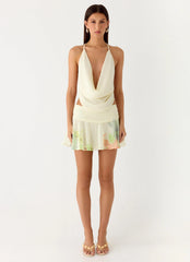 Sweet Charm Cowl Neck Top Spring Meadow