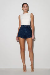 Dan Diamante Denim Shorts Midnight Blue