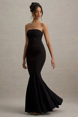 Angela Black Bandeau Fishtail Maxi Dress
