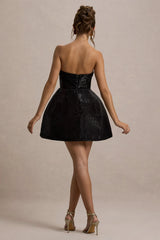 Clarabell Black Sequin Bandeau Structured Mini Dress