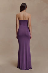 Madison Strapless Slinky Maxi Dress Purple