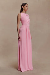 Ayeshya Slinky Asymmetric Maxi Dress Candy Pink