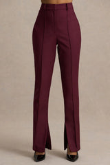 Wonder Woman Burgundy High Waist Tailored Trousers With Hem Split