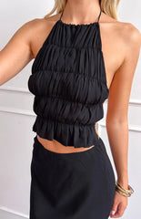 Uma Black Crop Top