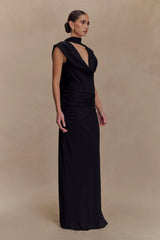 Giulia Chiffon Draped Maxi Dress Black