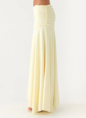 Liana Ruched Maxi Skirt Yellow