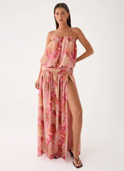 Lioras Strapless Maxi Dress Botanic Cheetah