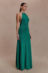 Meg Halter Tassel Maxi Dress Emerald