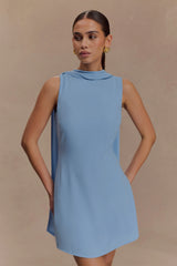 Wynter Scarf Draped Mini Dress Sky Blue