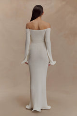 Sandrine Off Shoulder Knit Maxi Dress White