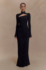 Lyndon Long Sleeve Slinky Maxi Dress Black