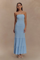 Finley Pointelle Knit Maxi Dress Cornflower Blue