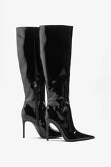 Over It Black Fitted Over Knee Pointed Heeled Boots